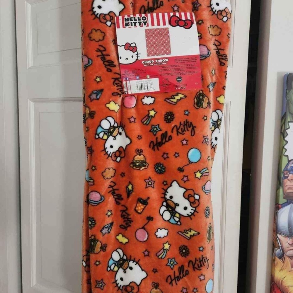 Hello Kitty orange cloud throw blanket